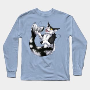 Purrmaid: White Bicolor Long Sleeve T-Shirt